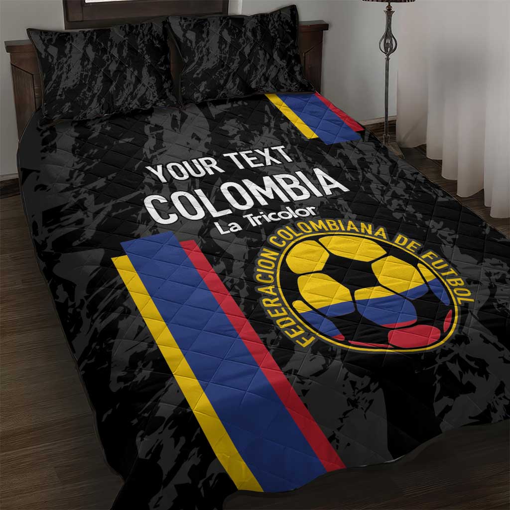 Custom Colombia Football Quilt Bed Set 2024 Vamos La Tricolor - Black - Wonder Print Shop