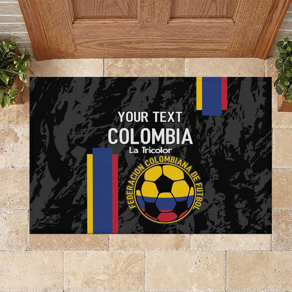 Custom Colombia Football Rubber Doormat 2024 Vamos La Tricolor - Black - Wonder Print Shop