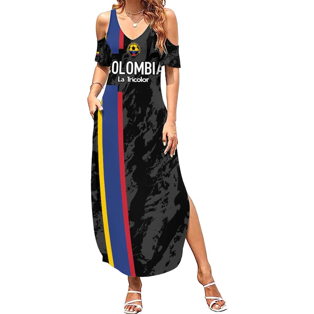 Custom Colombia Football Summer Maxi Dress 2024 Vamos La Tricolor - Black - Wonder Print Shop