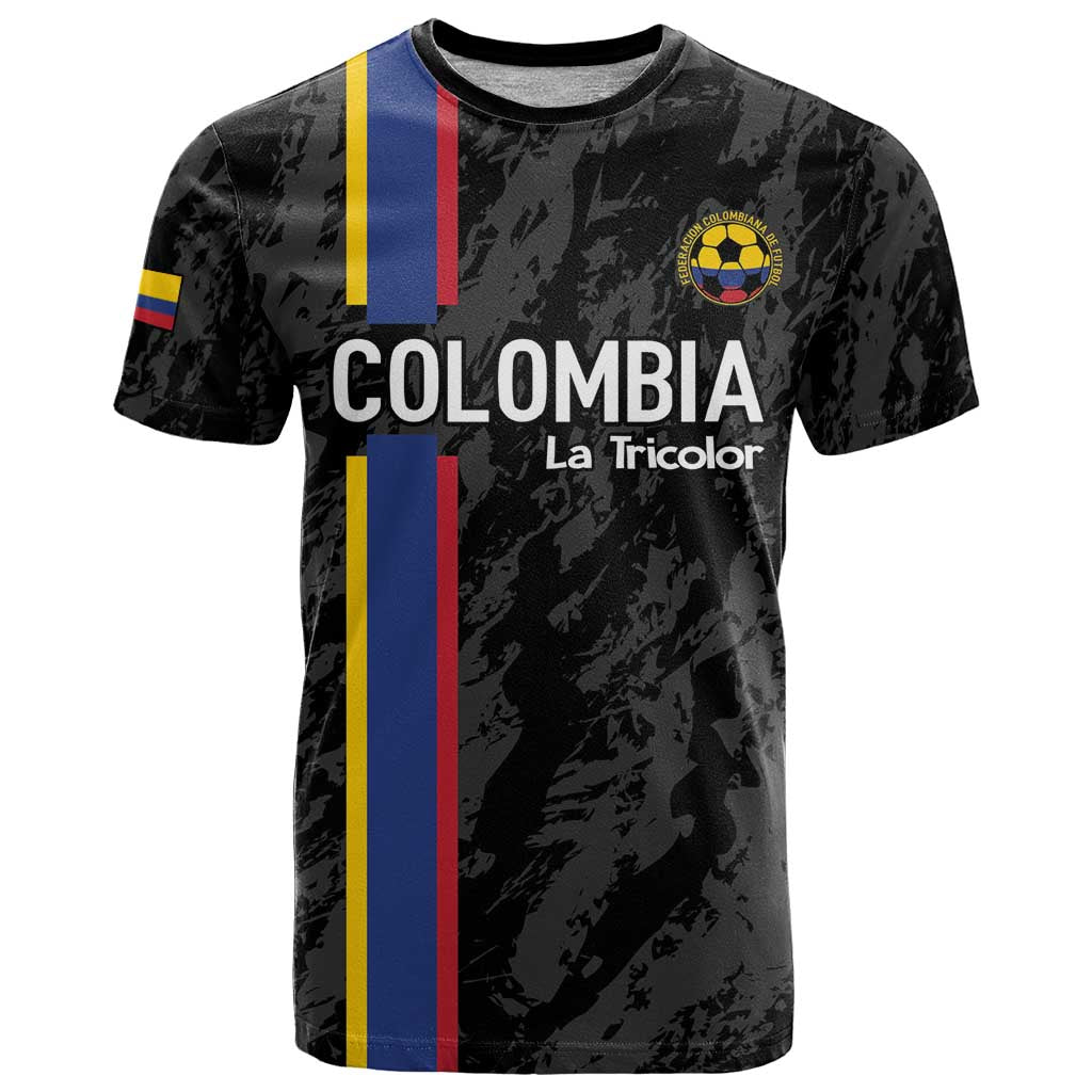 Custom Colombia Football T Shirt 2024 Vamos La Tricolor - Black