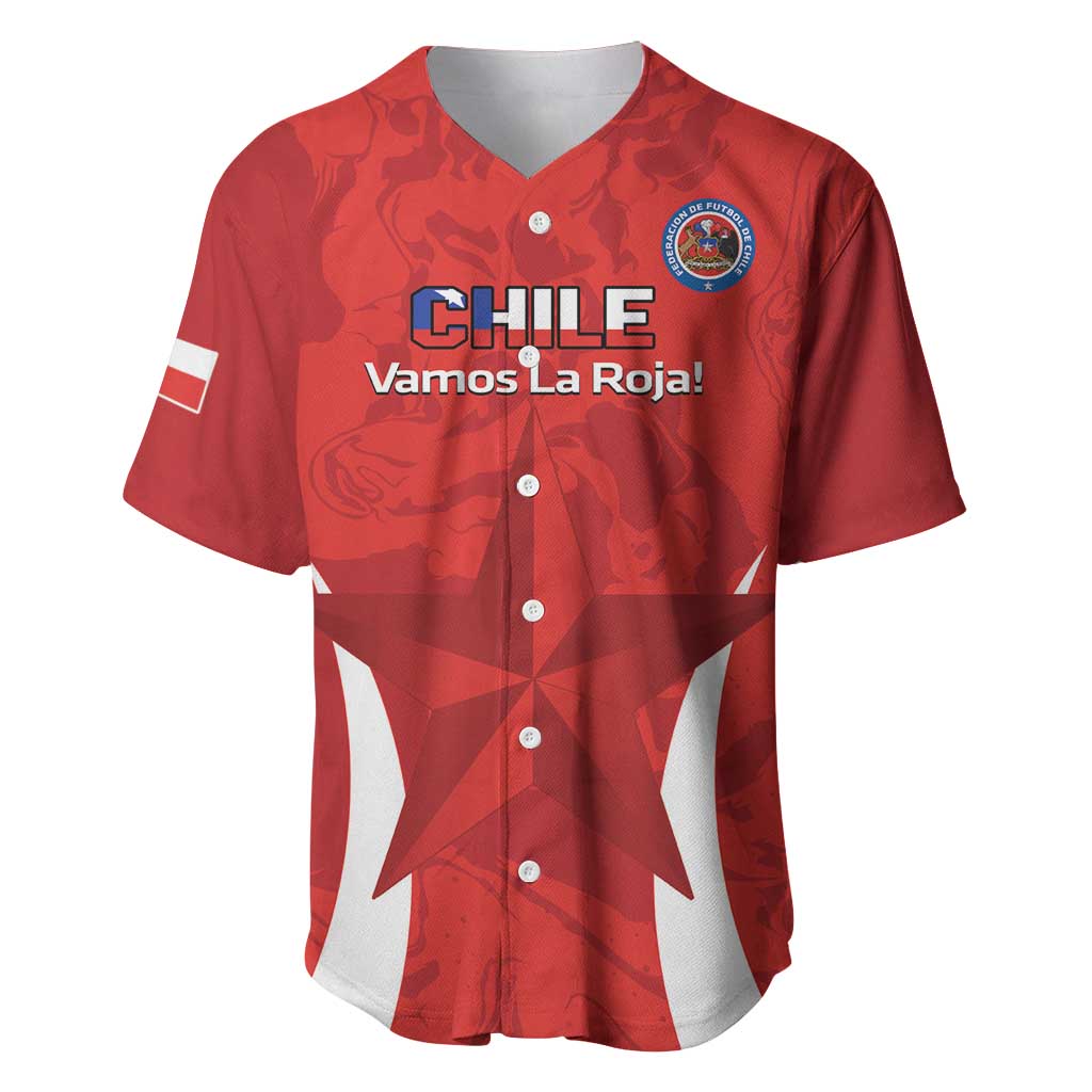 Custom Chile Football Baseball Jersey 2024 Vamos La Roja - Red - Wonder Print Shop