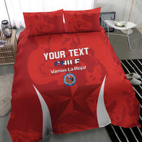 Red Chile football bedding set with two pillows and “CHILE Vamos La Roja!” on the duvet