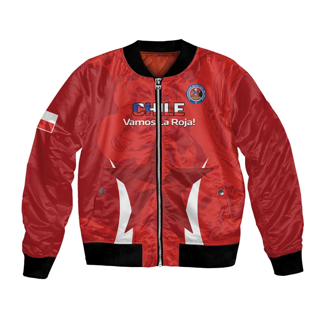 Red Chile football bomber jacket, full-zip, ribbed collar/cuffs, front emblem graphic