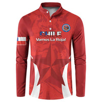 Red football button sweatshirt with crest and large star graphic on front