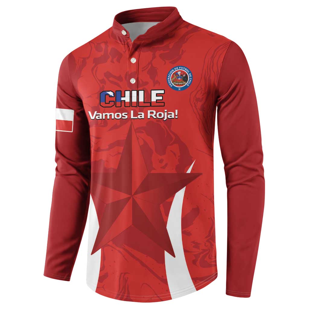 Red football button sweatshirt with crest and 'Vamos La Roja!' front print