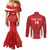 Custom Chile Football Couples Matching Mermaid Dress and Long Sleeve Button Shirt 2024 Vamos La Roja - Red