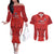 Custom Chile Football Couples Matching Off The Shoulder Long Sleeve Dress and Hawaiian Shirt 2024 Vamos La Roja - Red - Wonder Print Shop