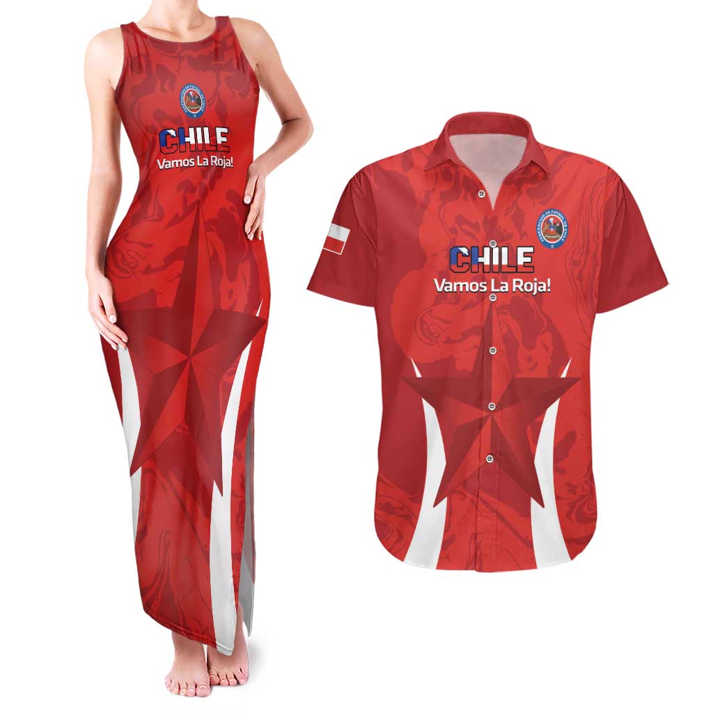 Custom Chile Football Couples Matching Tank Maxi Dress and Hawaiian Shirt 2024 Vamos La Roja - Red - Wonder Print Shop