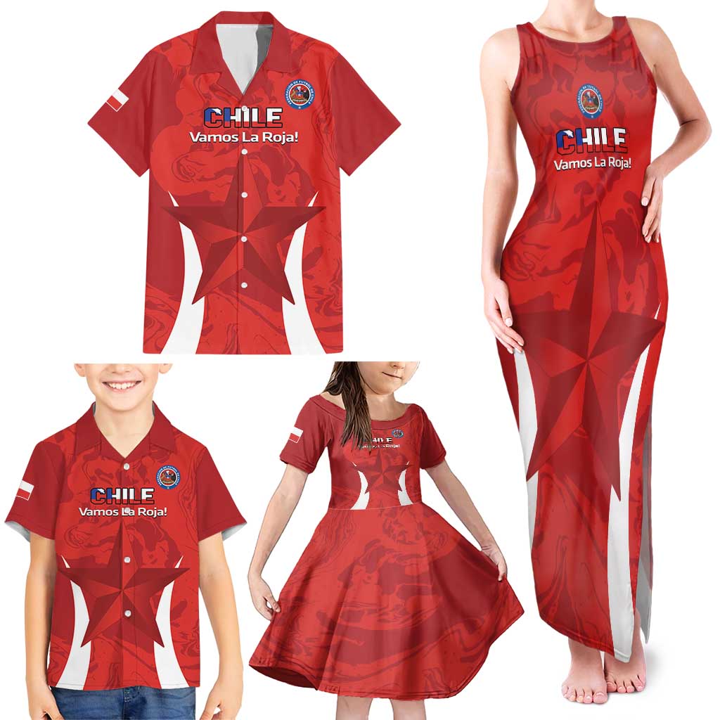 Custom Chile Football Family Matching Tank Maxi Dress and Hawaiian Shirt 2024 Vamos La Roja - Red - Wonder Print Shop