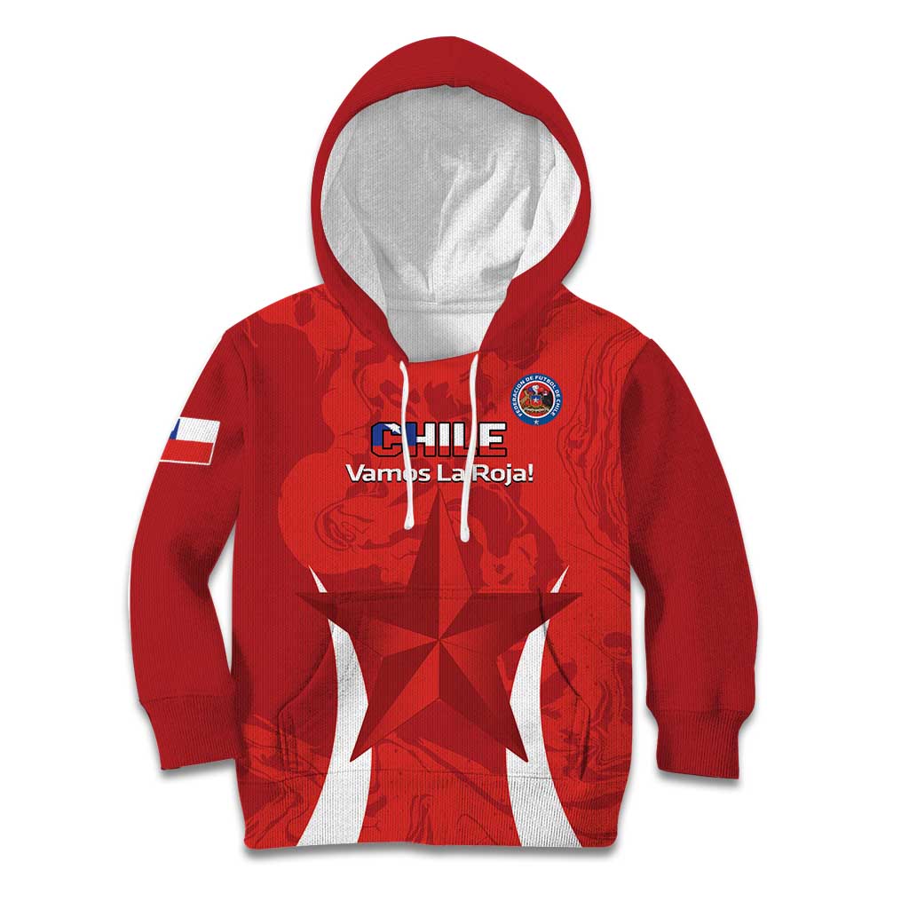 Custom Chile Football Kid Hoodie 2024 Vamos La Roja - Red - Wonder Print Shop