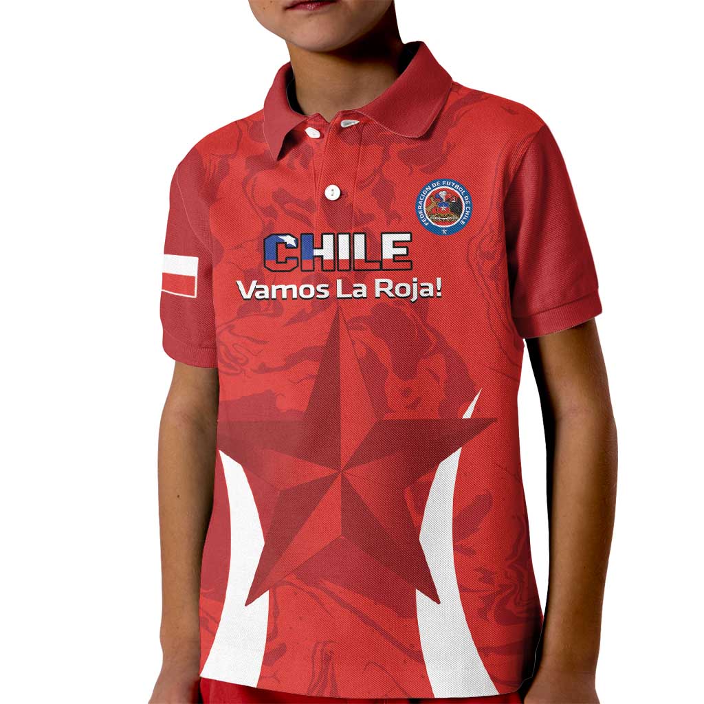 Custom Chile Football Kid Polo Shirt 2024 Vamos La Roja - Red - Wonder Print Shop