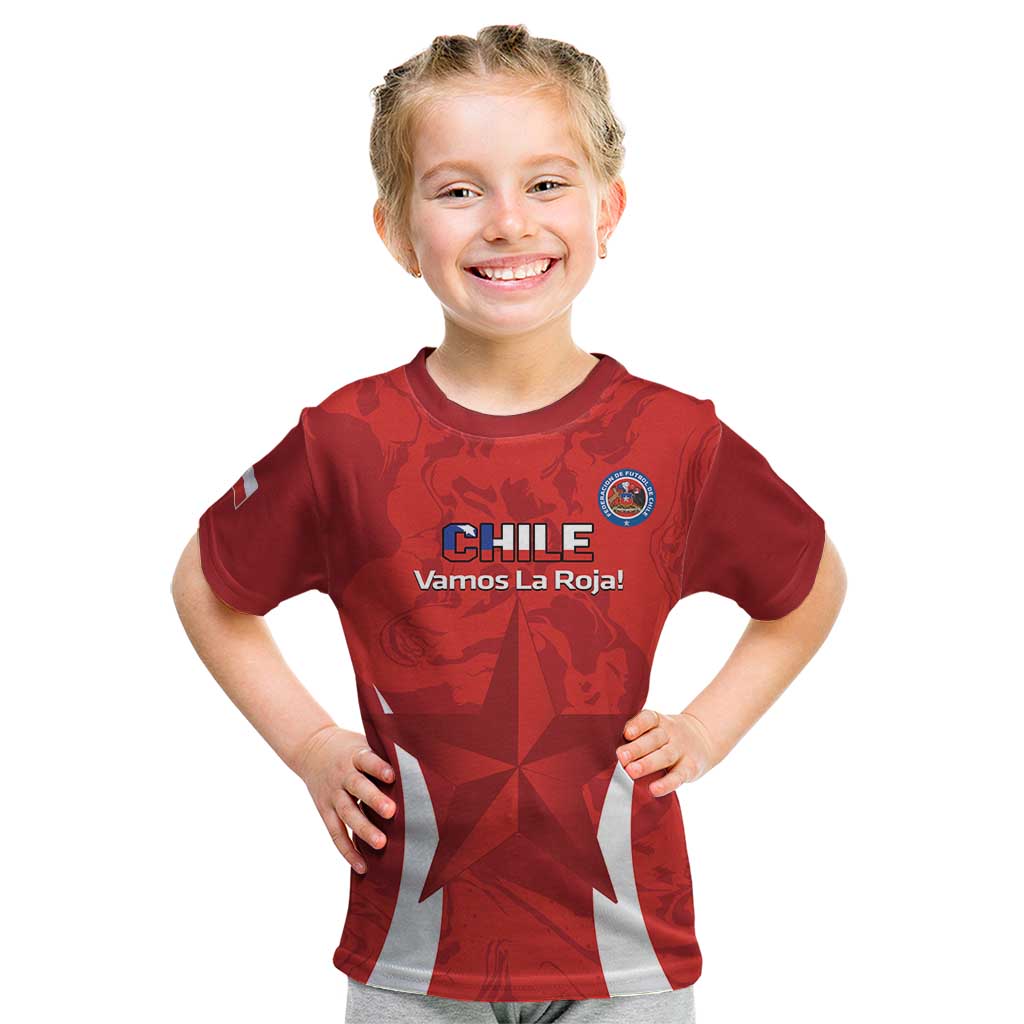 Custom Chile Football Kid T Shirt 2024 Vamos La Roja - Red - Wonder Print Shop