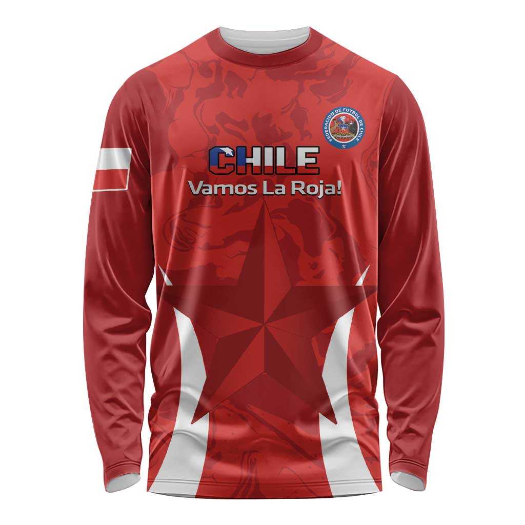 Custom Chile Football Long Sleeve Shirt 2024 Vamos La Roja - Red - Wonder Print Shop