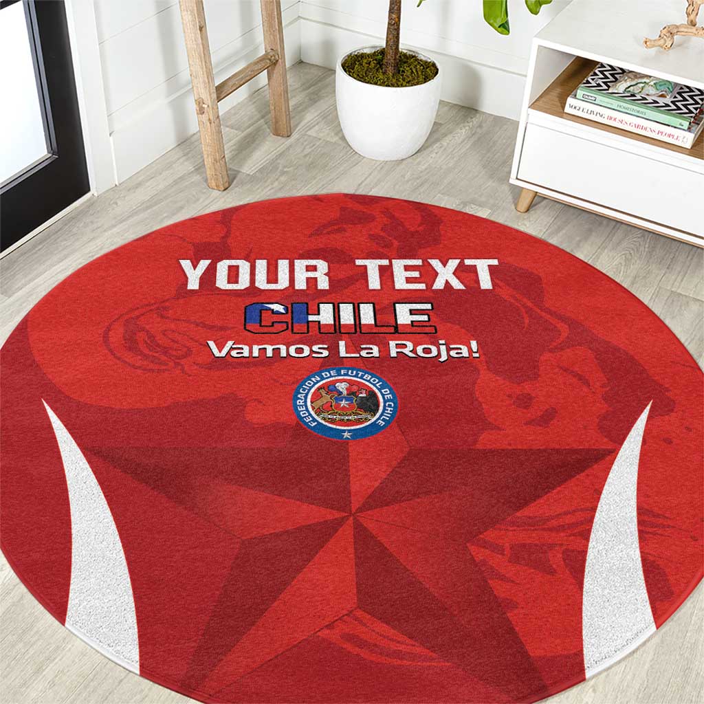 Custom Chile Football Round Carpet 2024 Vamos La Roja - Red