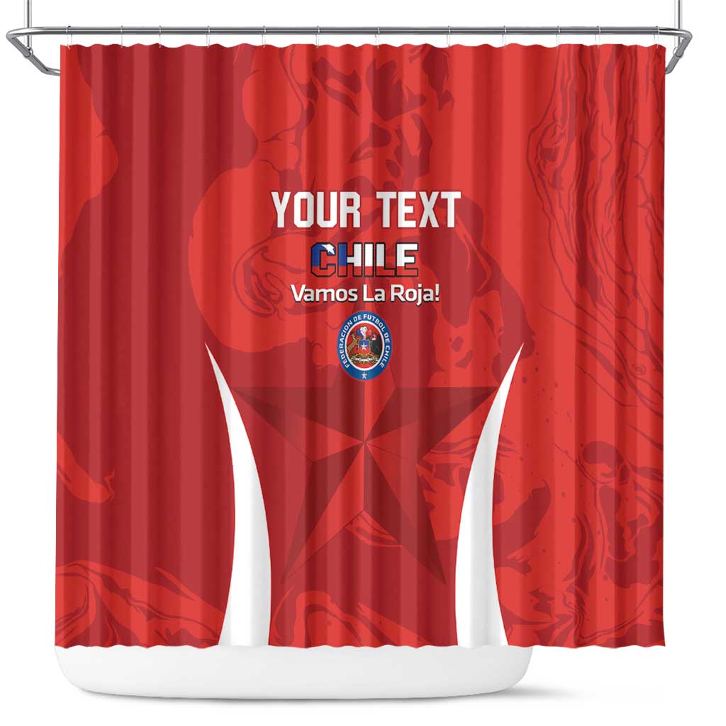 Custom Chile Football Shower Curtain 2024 Vamos La Roja - Red