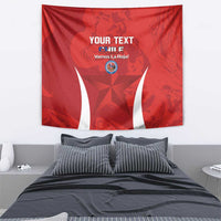 Red Chile football tapestry with crest logo and custom text, plus two white curved side panels.