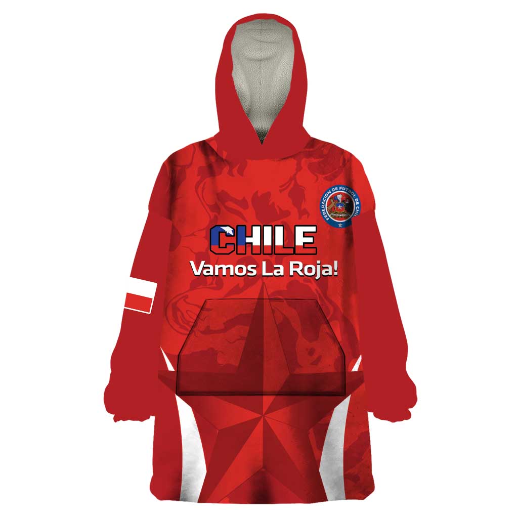 Custom Chile Football Wearable Blanket Hoodie 2024 Vamos La Roja - Red - Wonder Print Shop