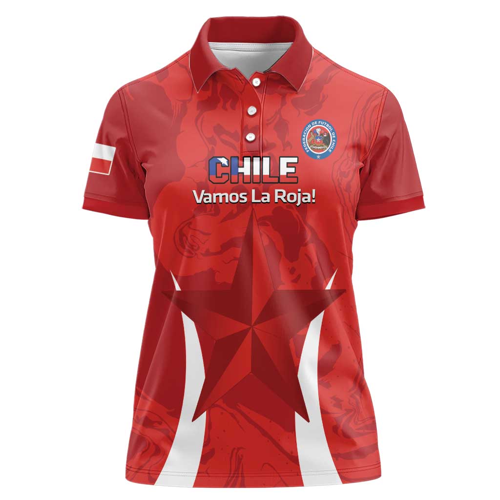 Custom Chile Football Women Polo Shirt 2024 Vamos La Roja - Red - Wonder Print Shop