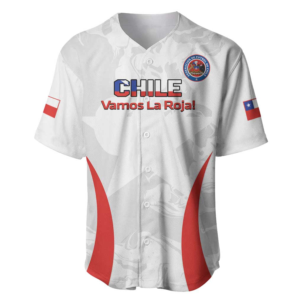 Custom Chile Football Baseball Jersey 2024 Vamos La Roja - White - Wonder Print Shop