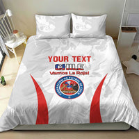 White Chile football bedding set with centered crest and red diagonal stripes on duvet