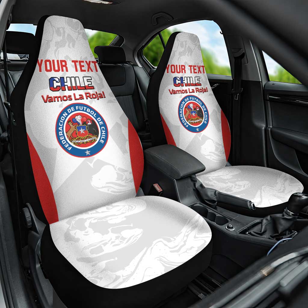 Custom Chile Football Car Seat Cover 2024 Vamos La Roja - White - Wonder Print Shop