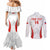 Custom Chile Football Couples Matching Mermaid Dress and Long Sleeve Button Shirt 2024 Vamos La Roja - White