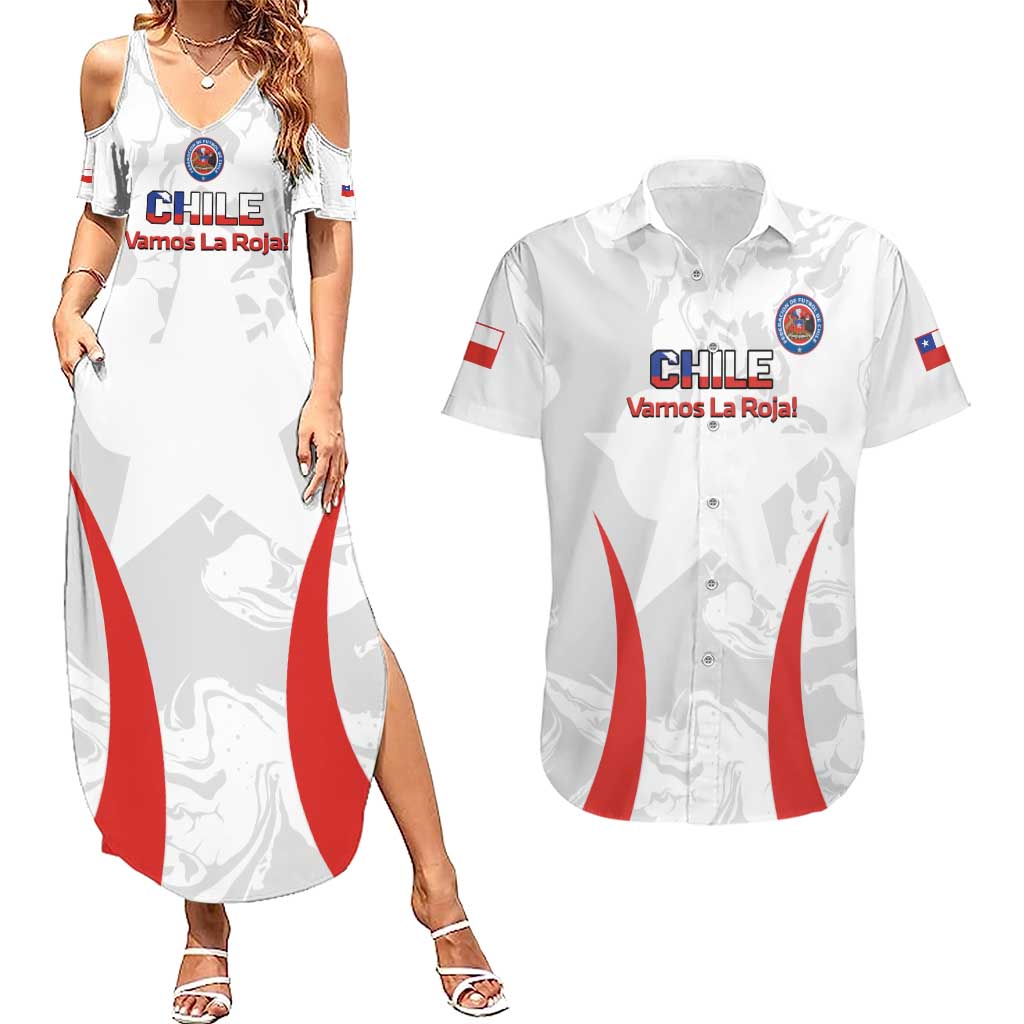 Custom Chile Football Couples Matching Summer Maxi Dress and Hawaiian Shirt 2024 Vamos La Roja - White - Wonder Print Shop