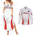 Custom Chile Football Couples Matching Summer Maxi Dress and Long Sleeve Button Shirt 2024 Vamos La Roja - White - Wonder Print Shop