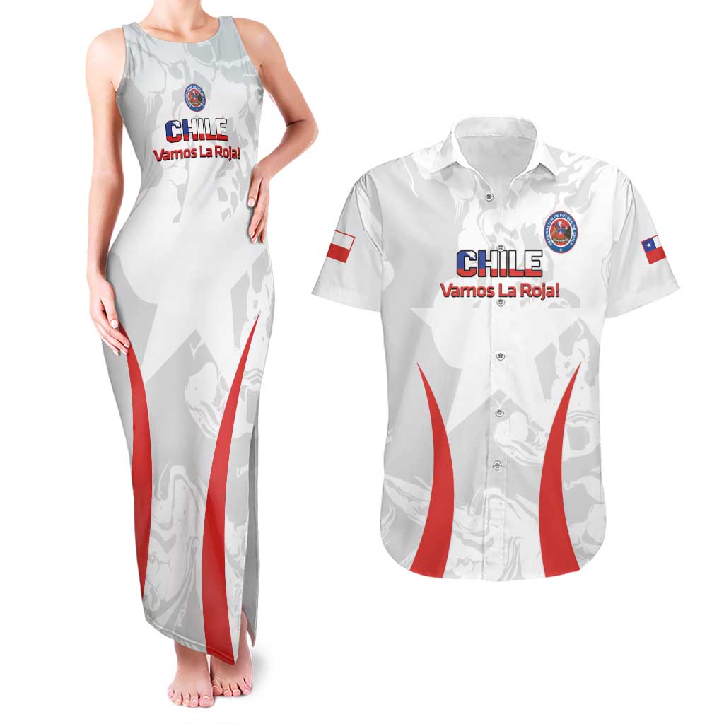 Custom Chile Football Couples Matching Tank Maxi Dress and Hawaiian Shirt 2024 Vamos La Roja - White - Wonder Print Shop