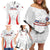 Custom Chile Football Family Matching Off Shoulder Short Dress and Hawaiian Shirt 2024 Vamos La Roja - White - Wonder Print Shop