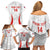 Custom Chile Football Family Matching Off Shoulder Short Dress and Hawaiian Shirt 2024 Vamos La Roja - White - Wonder Print Shop