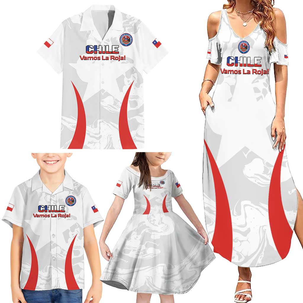 Custom Chile Football Family Matching Summer Maxi Dress and Hawaiian Shirt 2024 Vamos La Roja - White - Wonder Print Shop