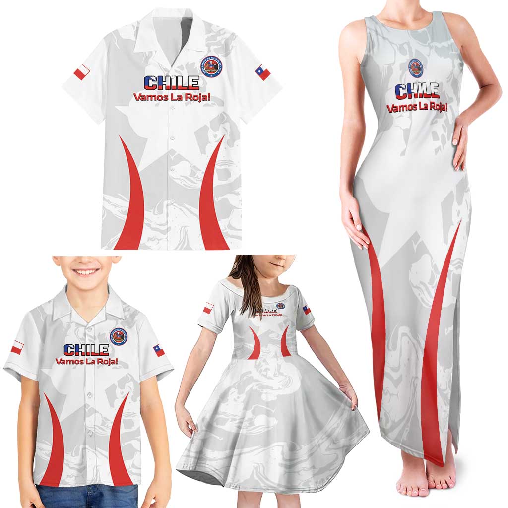 Custom Chile Football Family Matching Tank Maxi Dress and Hawaiian Shirt 2024 Vamos La Roja - White - Wonder Print Shop