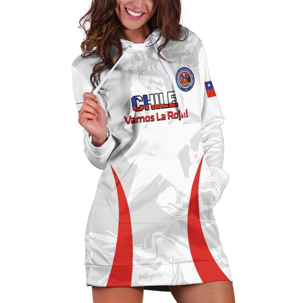 Custom Chile Football Hoodie Dress 2024 Vamos La Roja - White - Wonder Print Shop