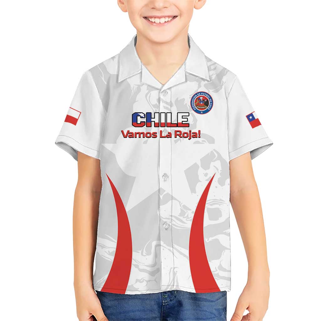 Custom Chile Football Kid Hawaiian Shirt 2024 Vamos La Roja - White - Wonder Print Shop