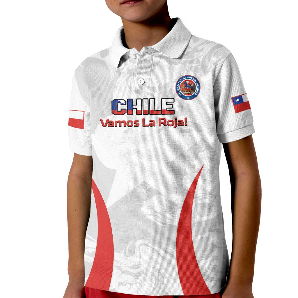 Custom Chile Football Kid Polo Shirt 2024 Vamos La Roja - White - Wonder Print Shop