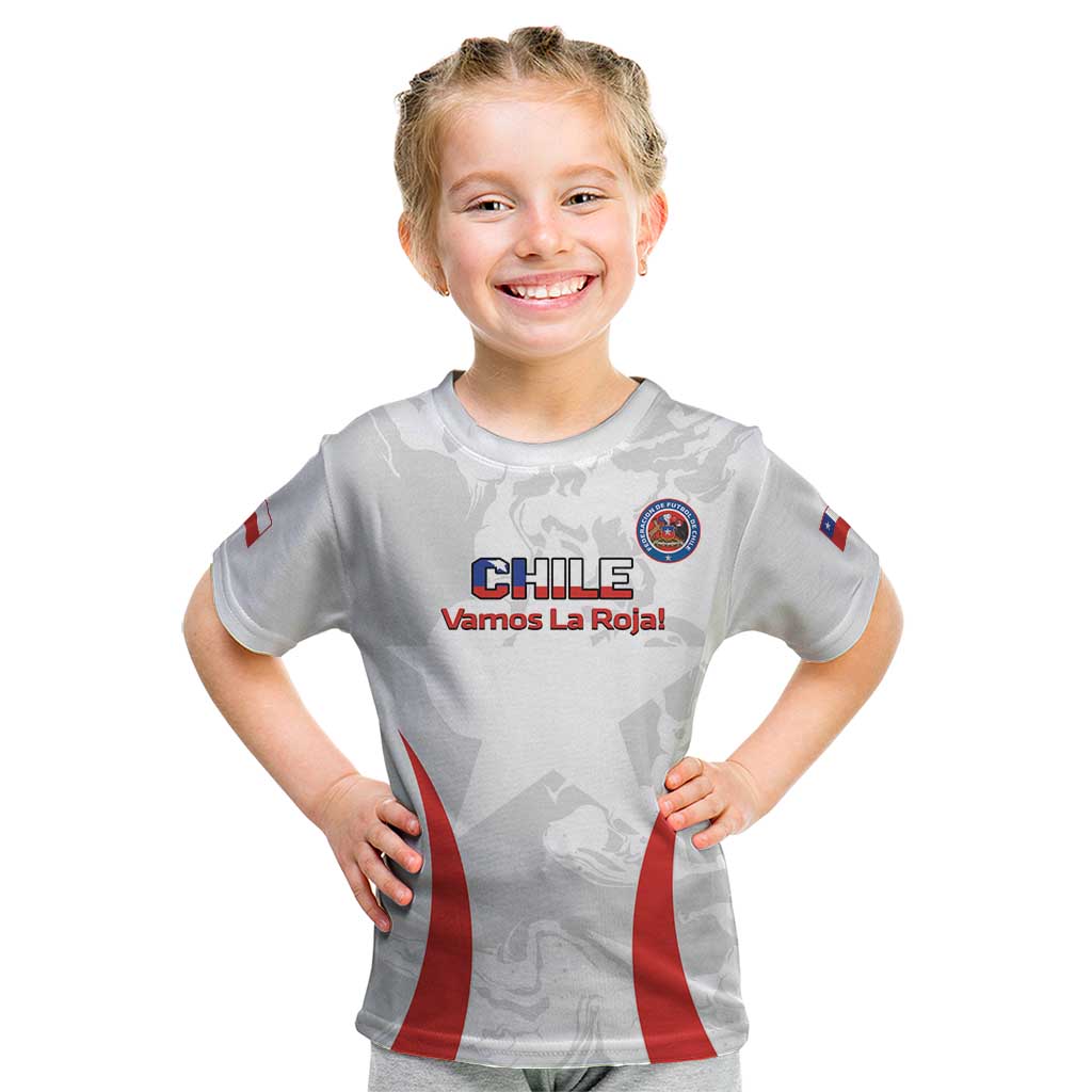 Custom Chile Football Kid T Shirt 2024 Vamos La Roja - White - Wonder Print Shop