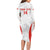 Custom Chile Football Long Sleeve Bodycon Dress 2024 Vamos La Roja - White - Wonder Print Shop