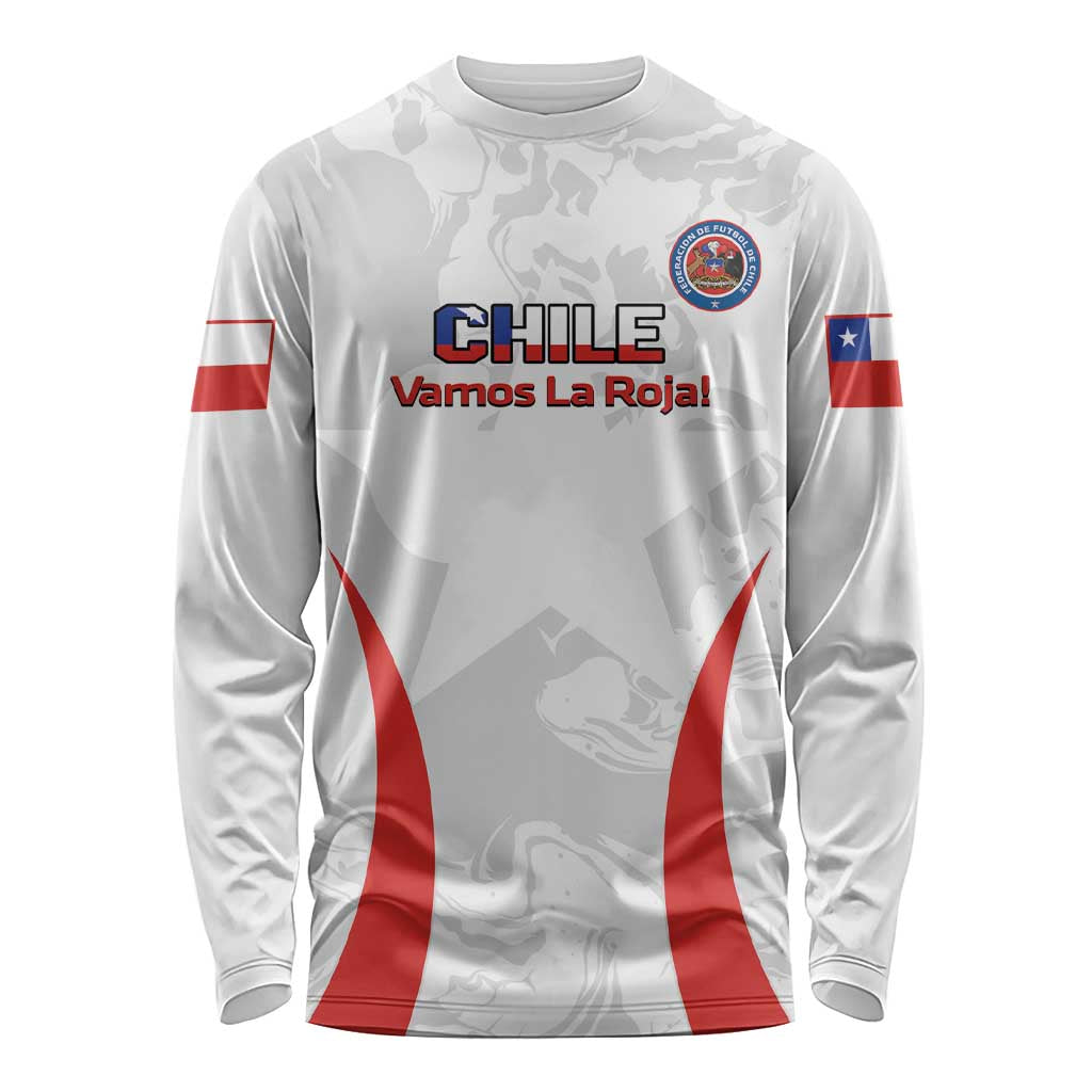 Custom Chile Football Long Sleeve Shirt 2024 Vamos La Roja - White - Wonder Print Shop