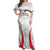 Custom Chile Football Off Shoulder Maxi Dress 2024 Vamos La Roja - White - Wonder Print Shop