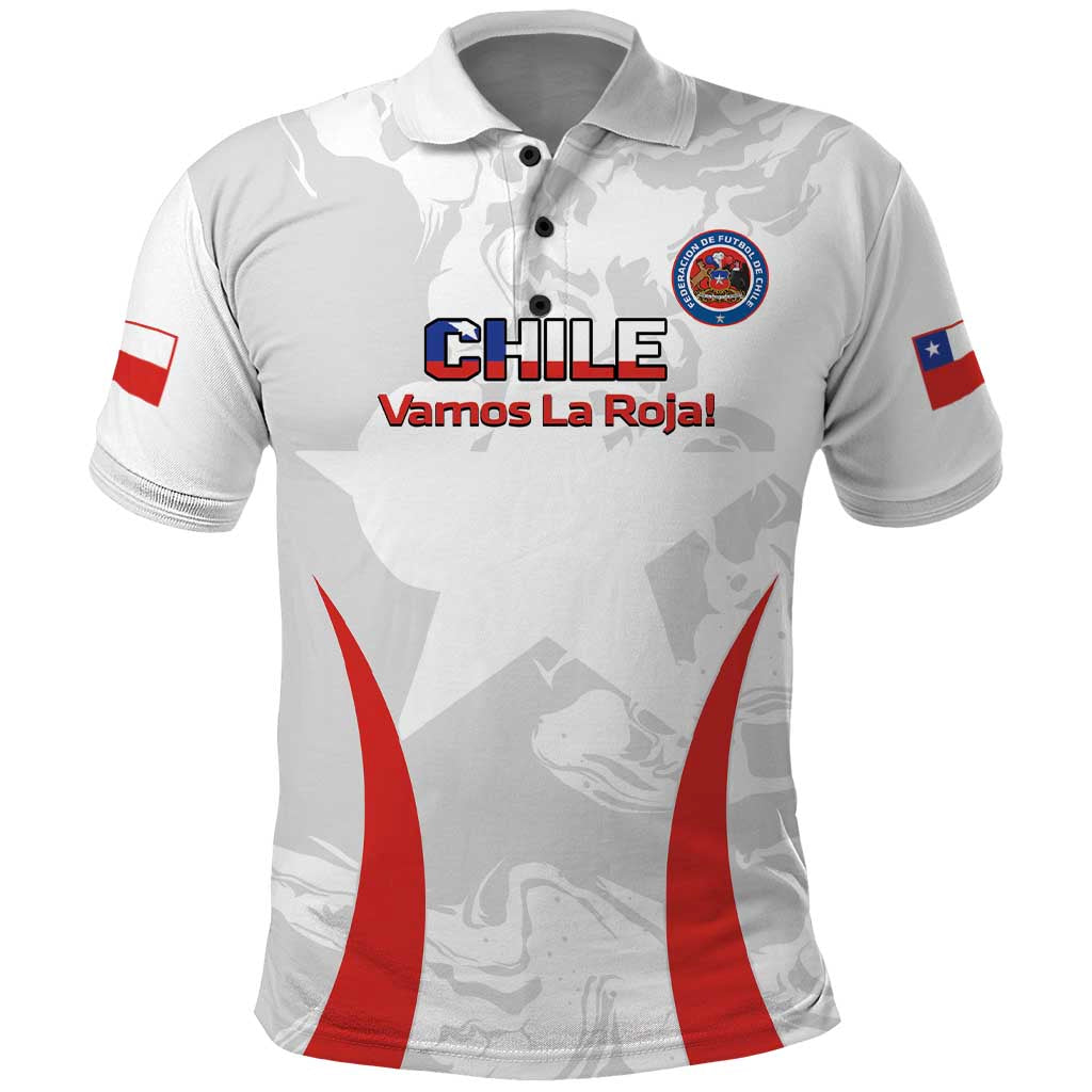 Custom Chile Football Polo Shirt 2024 Vamos La Roja - White - Wonder Print Shop