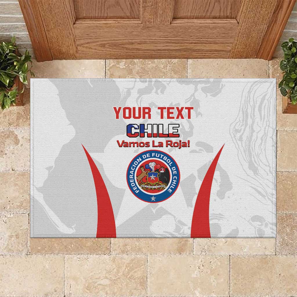 Custom Chile Football Rubber Doormat 2024 Vamos La Roja - White - Wonder Print Shop