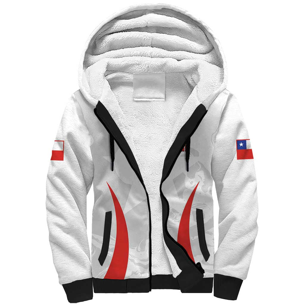 Custom Chile Football Sherpa Hoodie 2024 Vamos La Roja - White - Wonder Print Shop