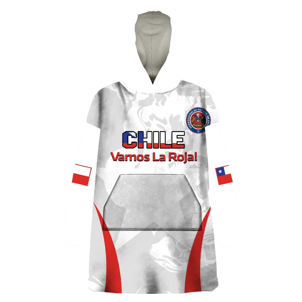 Custom Chile Football Wearable Blanket Hoodie 2024 Vamos La Roja - White - Wonder Print Shop