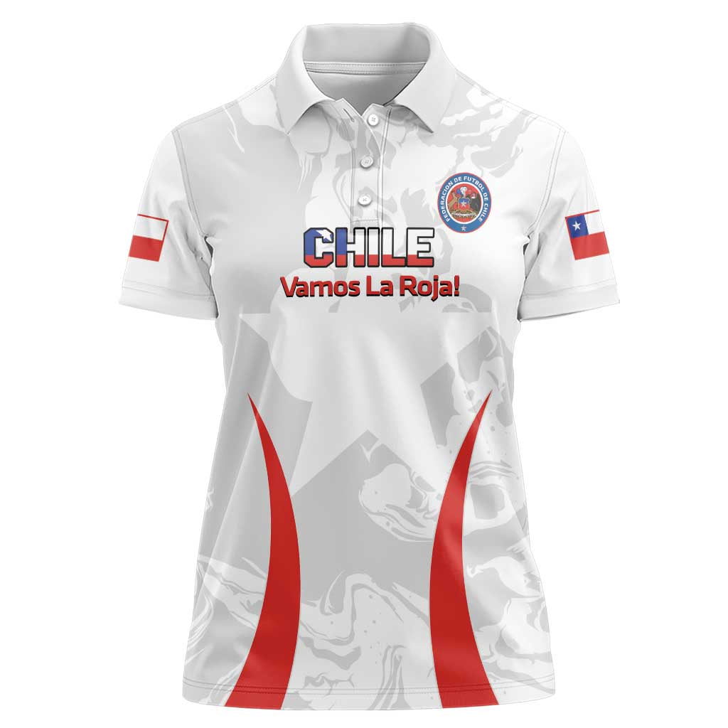 Custom Chile Football Women Polo Shirt 2024 Vamos La Roja - White - Wonder Print Shop