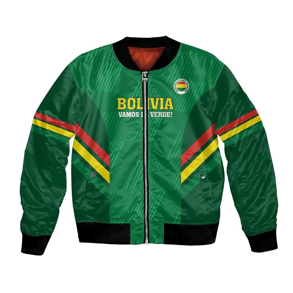 Custom Bolivia Football Bomber Jacket 2024 Vamos La Verde - Green - Wonder Print Shop