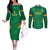 Custom Bolivia Football Couples Matching Off The Shoulder Long Sleeve Dress and Long Sleeve Button Shirt 2024 Vamos La Verde - Green