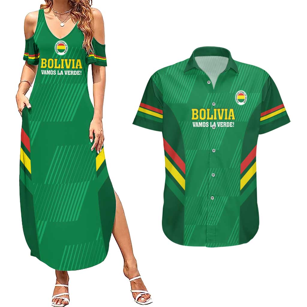 Custom Bolivia Football Couples Matching Summer Maxi Dress and Hawaiian Shirt 2024 Vamos La Verde - Green - Wonder Print Shop