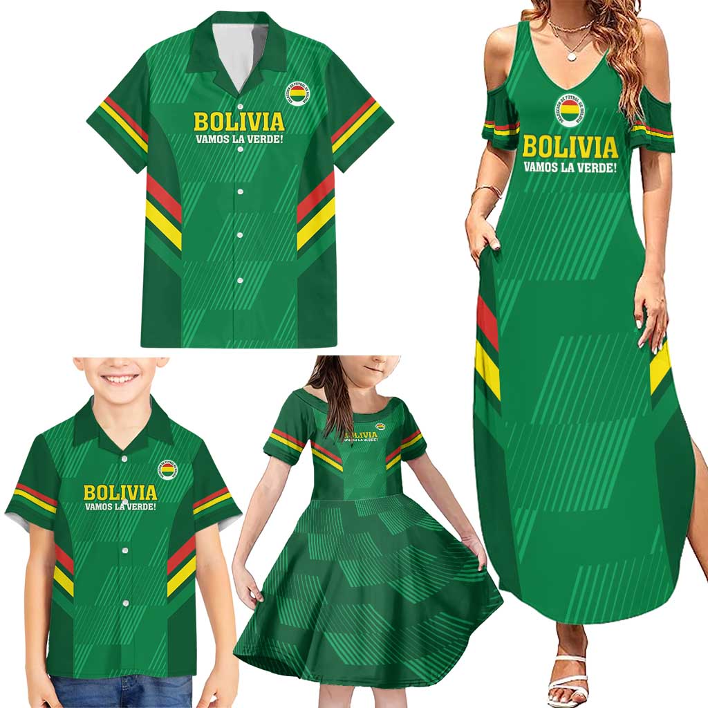 Custom Bolivia Football Family Matching Summer Maxi Dress and Hawaiian Shirt 2024 Vamos La Verde - Green - Wonder Print Shop