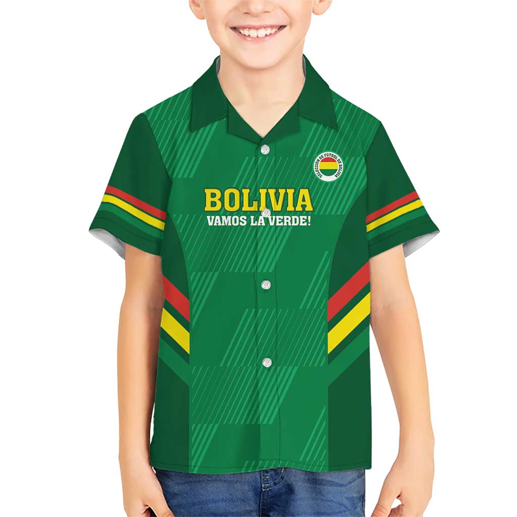 Custom Bolivia Football Kid Hawaiian Shirt 2024 Vamos La Verde - Green - Wonder Print Shop